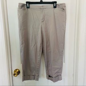 COLDWATER CREEK natural fit tan khaki cotton stretch capris Size 16
